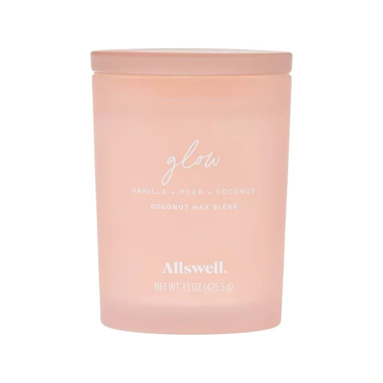 Allswell | Glow - Pink (Vanilla + Pear + Coconut) 15oz Scented 2-Wick Spa Candle | Walmart (US)