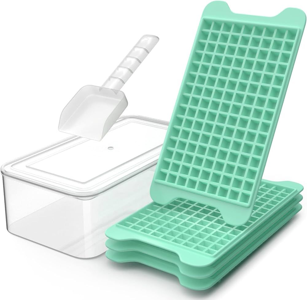 Small Ice Cube Tray for Freezer: MOOFEI Mini Ice Cube Tray with Bin - 135×4PCS Easy Release Nugget/Crushed Ice Tray | Amazon (US)