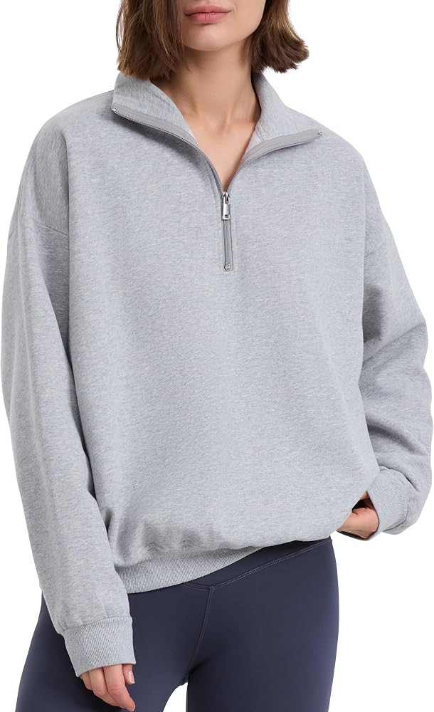 PrettyGuide Women's Lightweight Quarter Zip Oversized Sweatshirts Long Sleeve Fleece Pullover | Amazon (US)
