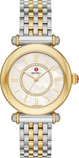 MICHELE Women's Caber Diamond Two-Tone Bracelet Watch, 35mm - 0.19 ctw | Nordstromrack | Nordstrom Rack