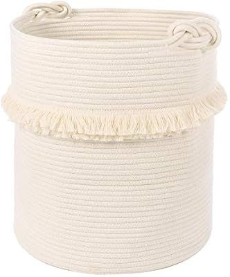 Extra Large Woven Storage Baskets – 17'' x 16'' Cotton Rope Decorative Hamper for Magazine, Toy... | Amazon (US)