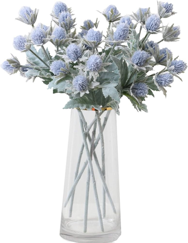 3 Pack Artificial Thistle Flowers Eryngiums Faux Plants Floral Tree Picks Christmas Greenery Pick... | Amazon (US)