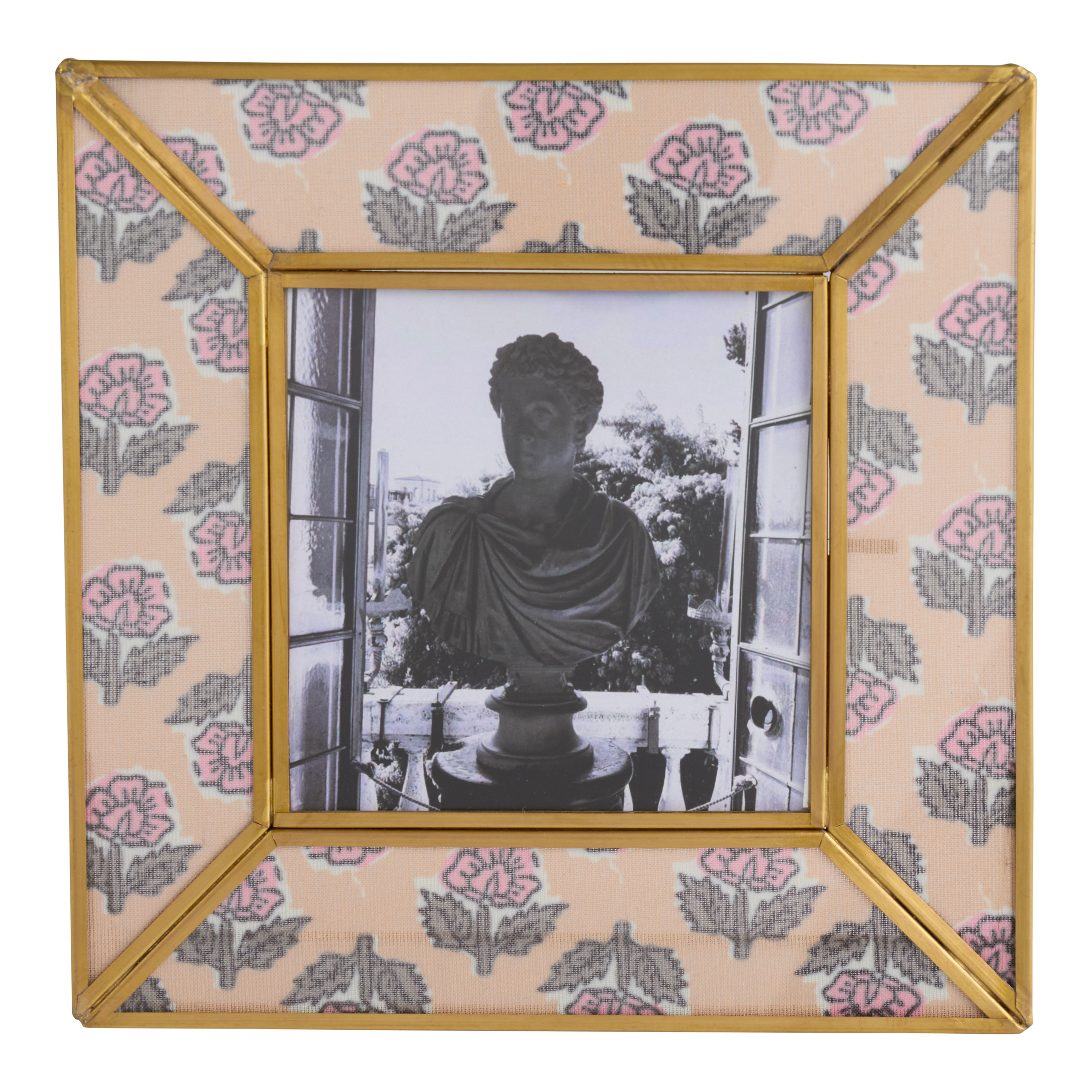 Apricot Glass and Fabric Floral Block Print Picture Frame | World Market