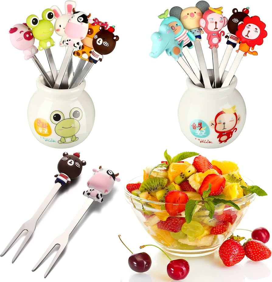 Fruit Picks for Kids Fruit fork Kids Toothpicks for Food Stainless Steel Bento Picks Cute Cartoon... | Amazon (US)