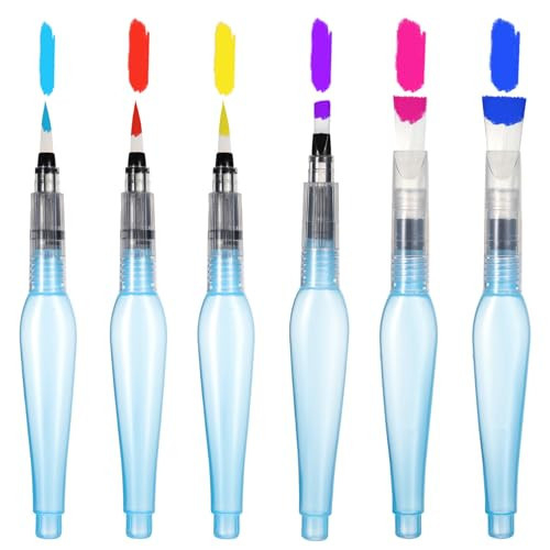YQQYG 6 PCS Water Brush Pen, Watercolor Pen Waterbrush Water Paint Brush, Refillable for Paints, Artists, Painting, Calligraphy, Four Brushes Styles | Amazon (US)