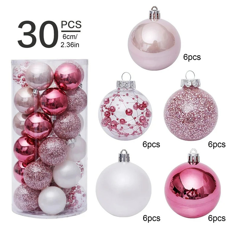 30Pcs Ball Ornaments Set Shatterproof Decor Balls-Pink - Walmart.com | Walmart (US)