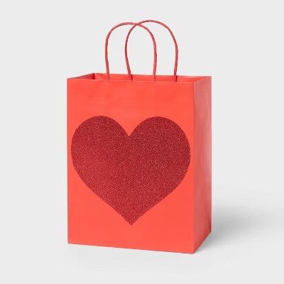 Small Glitter Heart Gift Bag Red - Spritz™ | Target