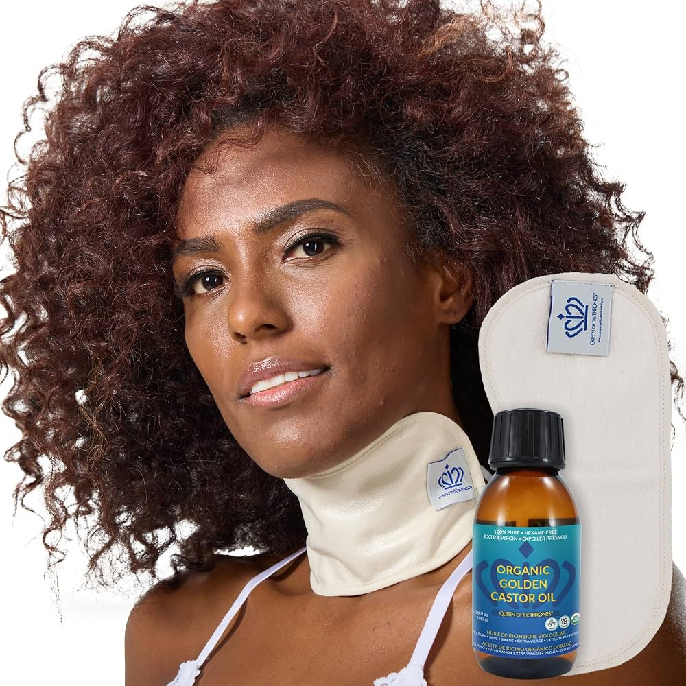 QUEEN OF THE THRONES Castor Oil Pack for Neck Less Mess, Reusable, Organic Cotton Flannel, Naturo... | Amazon (US)