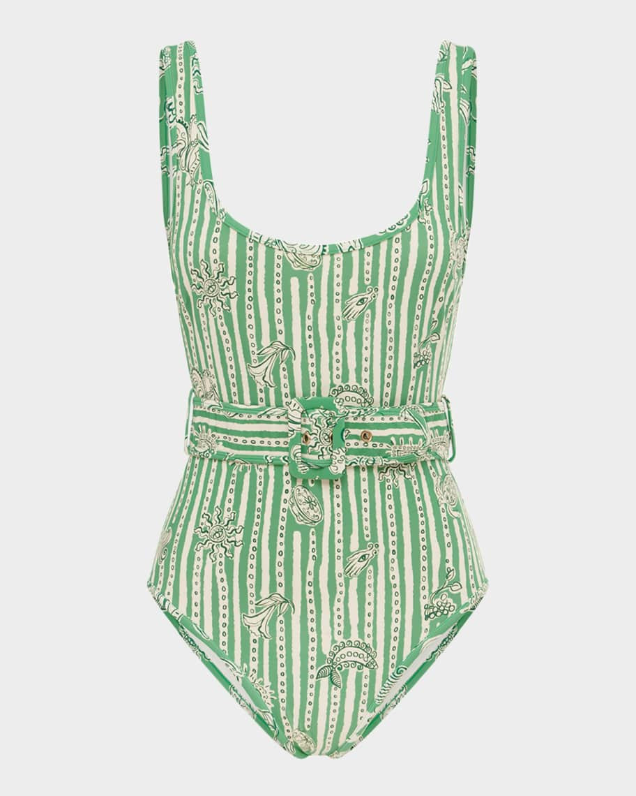 ALEMAIS Lula Belted One-Piece Swimsuit | Neiman Marcus