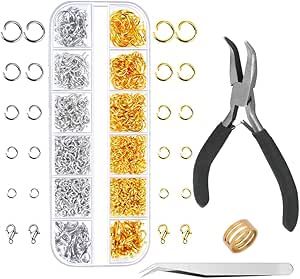 Anezus Jump Rings for Jewelry Making Supplies and Necklace Repair with Jump Ring Pliers and Open ... | Amazon (US)