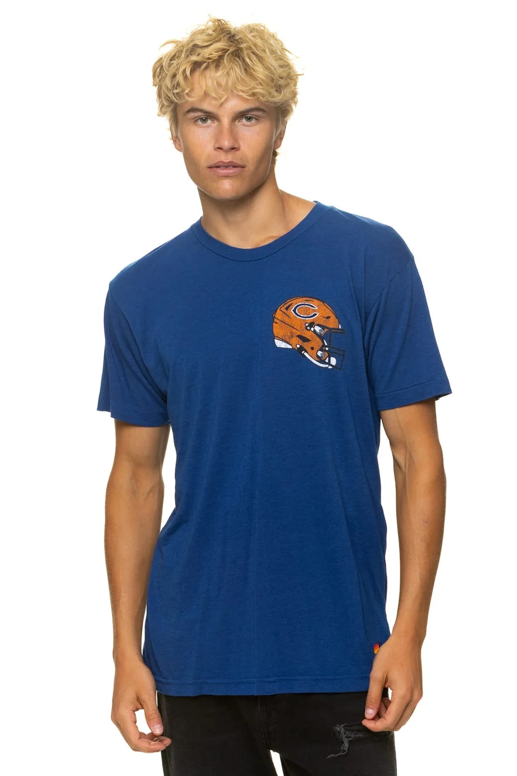 CHICAGO BEARS HELMET CREW TEE SHIRT - ROYAL | Aviator Nation