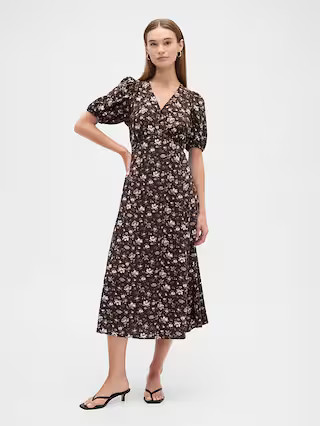 Puff Sleeve V-Neck Maxi Dress | Gap Factory