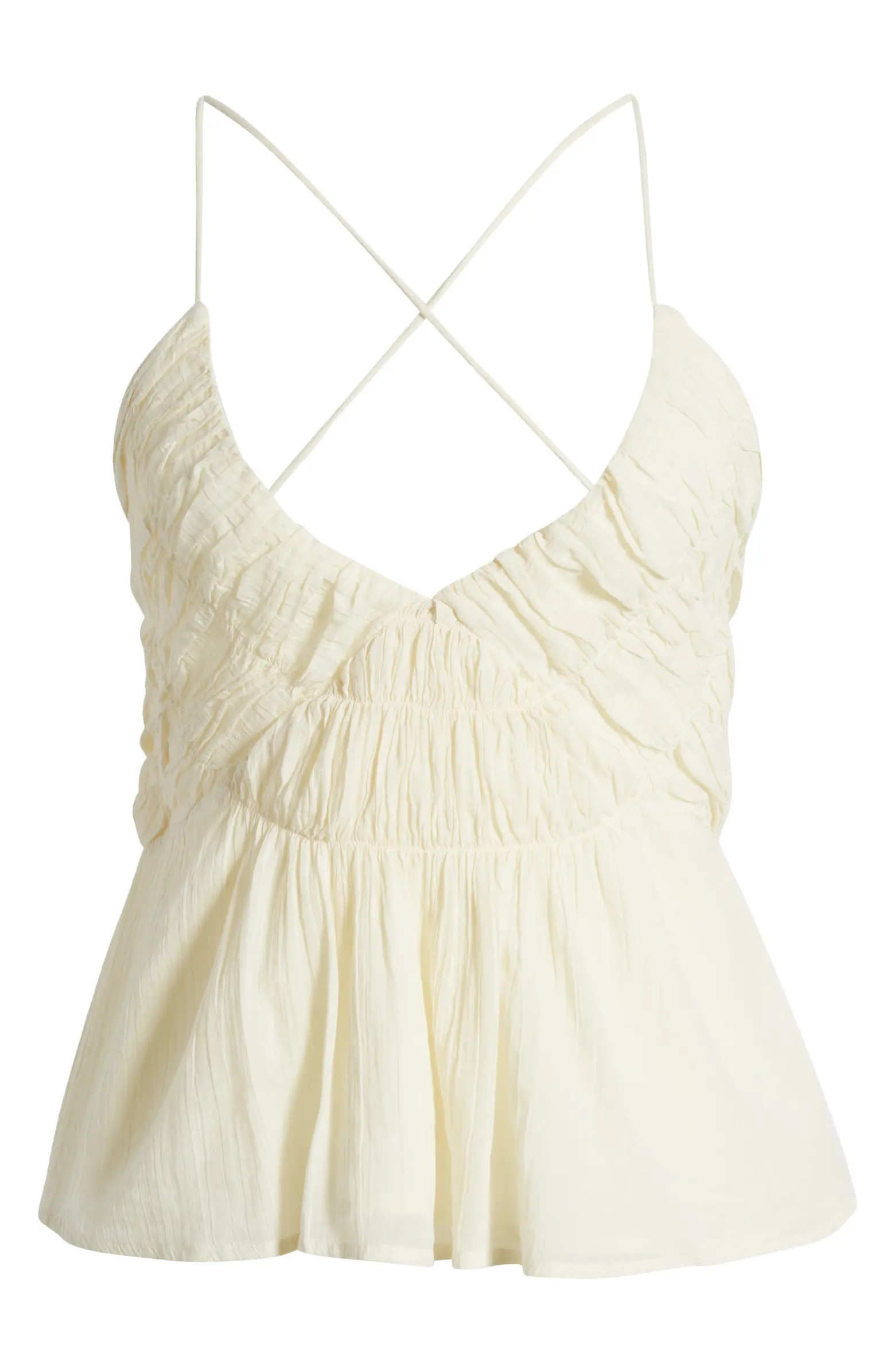 Shirred Cotton Gauze Peplum Top | Nordstrom