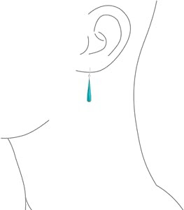 Simplistic Boho Fashion Gemstone Inlay Long Flat Teardrop Shaped Dangle Earrings Western Style Fo... | Amazon (US)