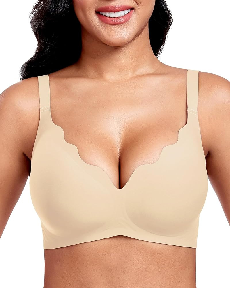 Vinfact Plunge Jelly Bras for Women No Underwire Wireless Lift Full Coverage T Shirt Everyday Sle... | Amazon (US)