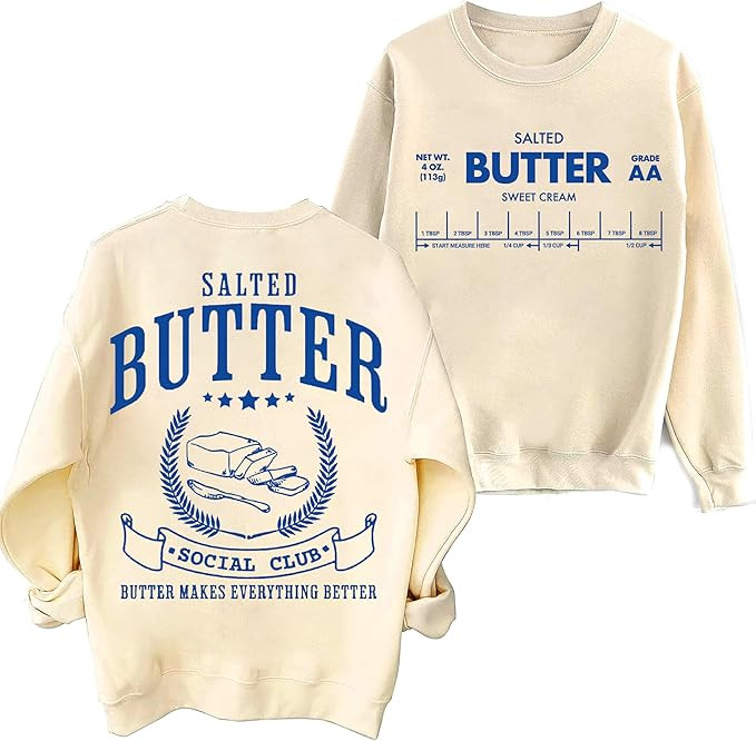 Salted Butter Sweatshirt & Hoodie, Funny Butter Shirt | Amazon (US)