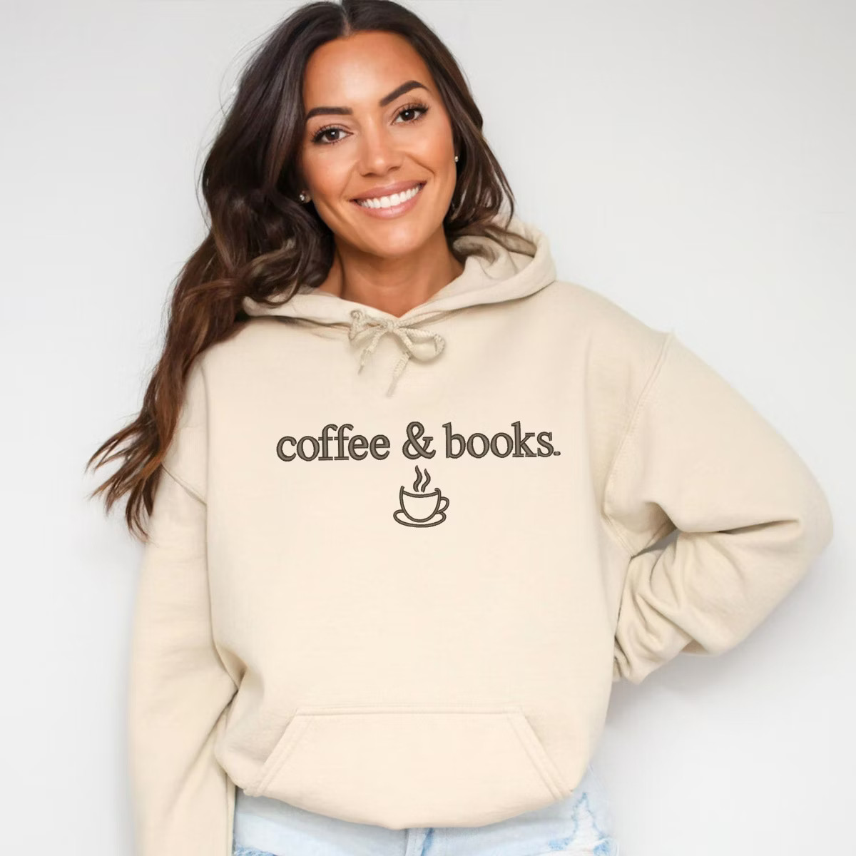 Embroidered Coffee & Books - Women's Graphic Hoodie | Target