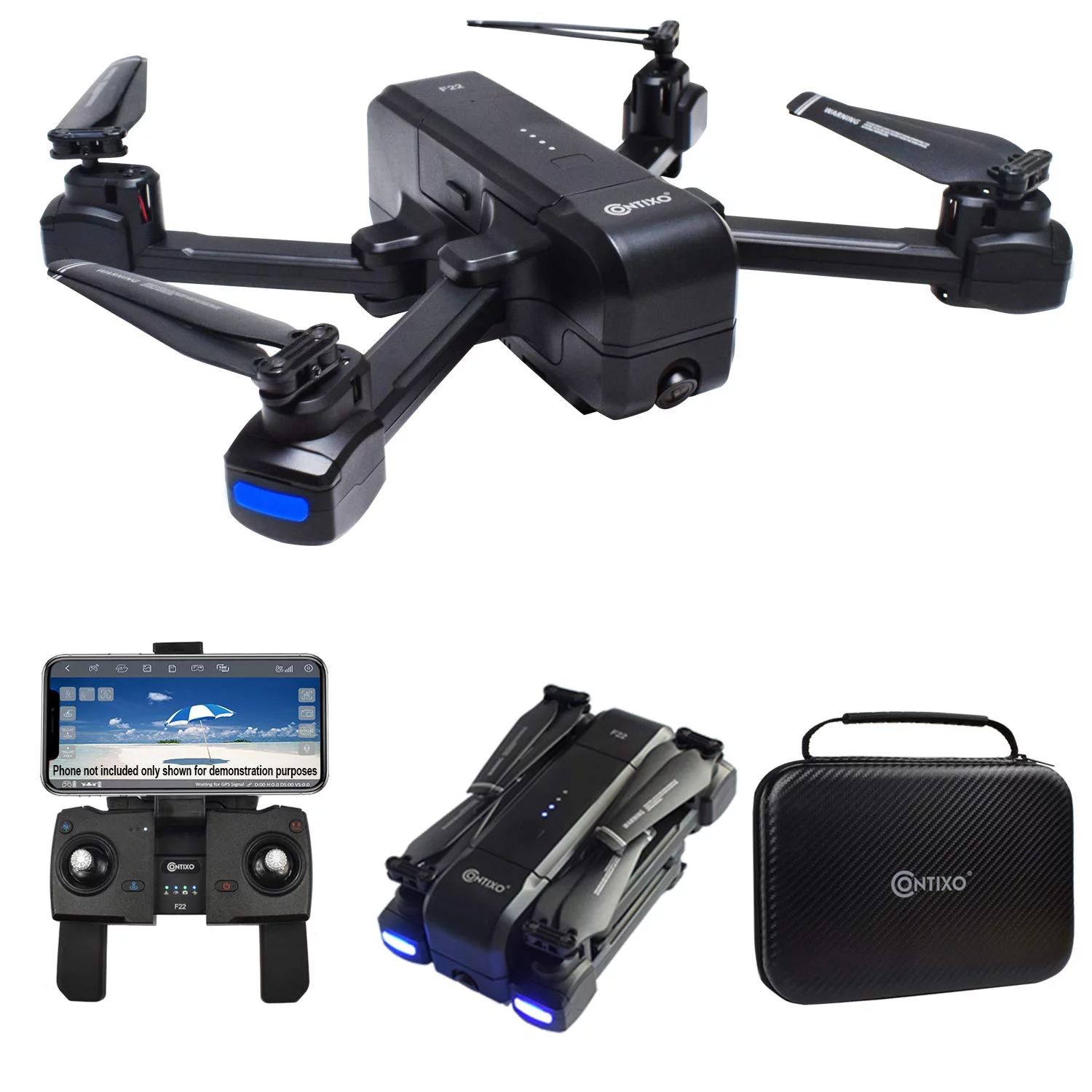 Contixo F22 RC Foldable Quadcopter Drone | Selfie, Gesture, 4K WiFi Camera, GPS, Altitude Hold, A... | Walmart (US)