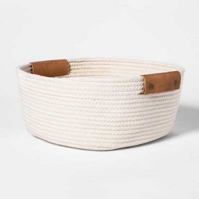 13&#34; Decorative Coiled Rope Square Base Tapered Basket Small White - Threshold&#8482; | Target