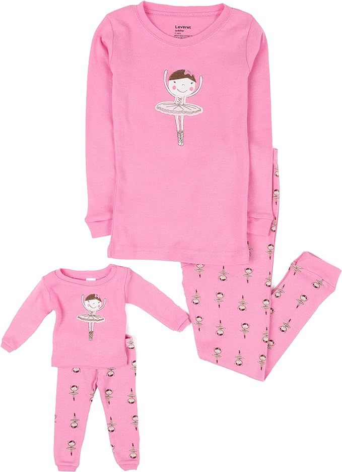Leveret Little Girls"Hearts" 2 Piece Matching Kid & Doll Pajama Set (2T-8Y) | Amazon (US)