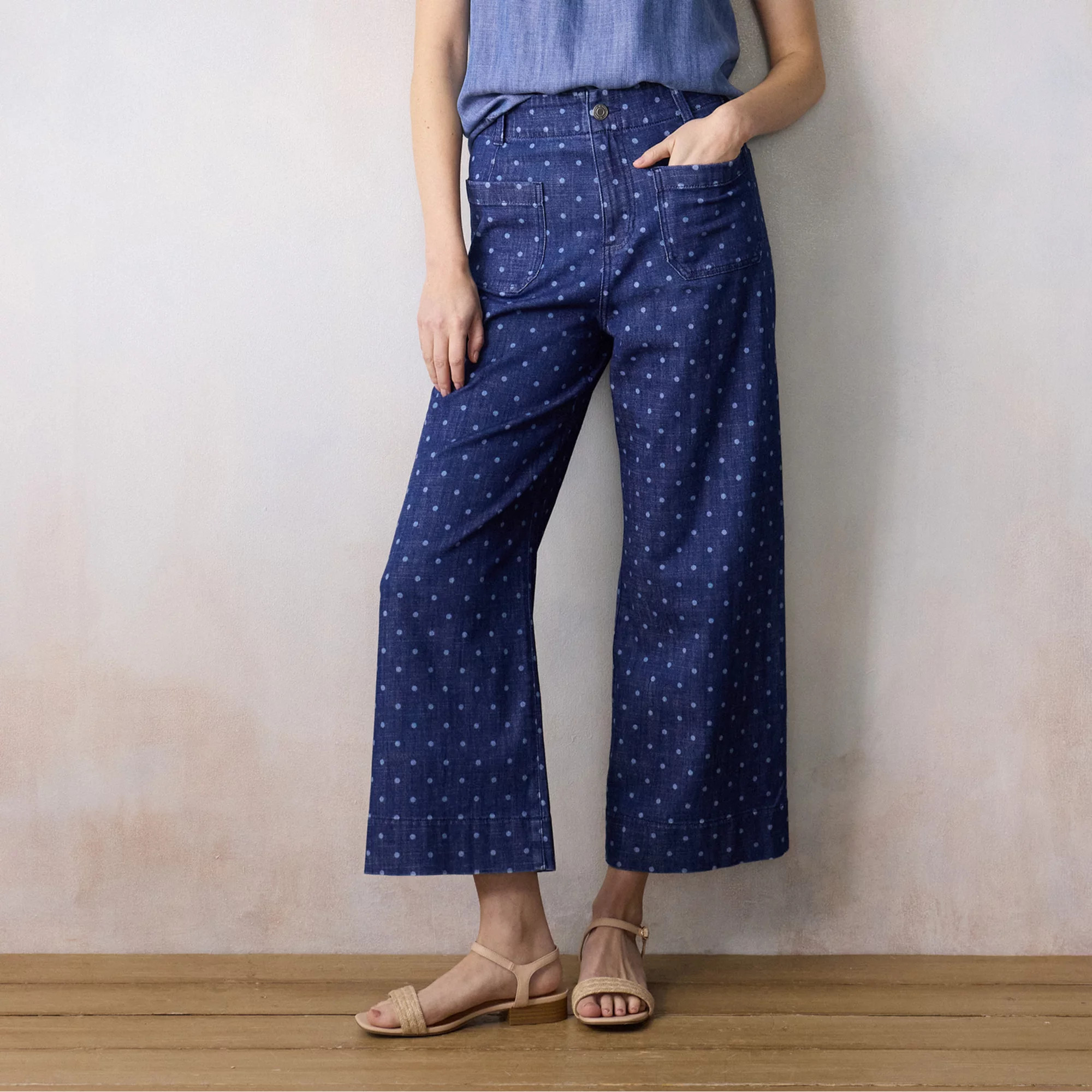 Petite LC Lauren Conrad Super High Rise Wildflower Wide Leg Cropped Pants, Women's, Size: 2 Petite, Valor Green | Kohl's
