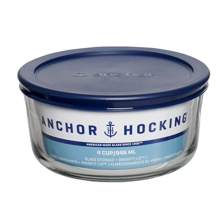 Anchor Hocking Glass Food Storage Container with Lid, 4 Cup Round | Walmart (US)