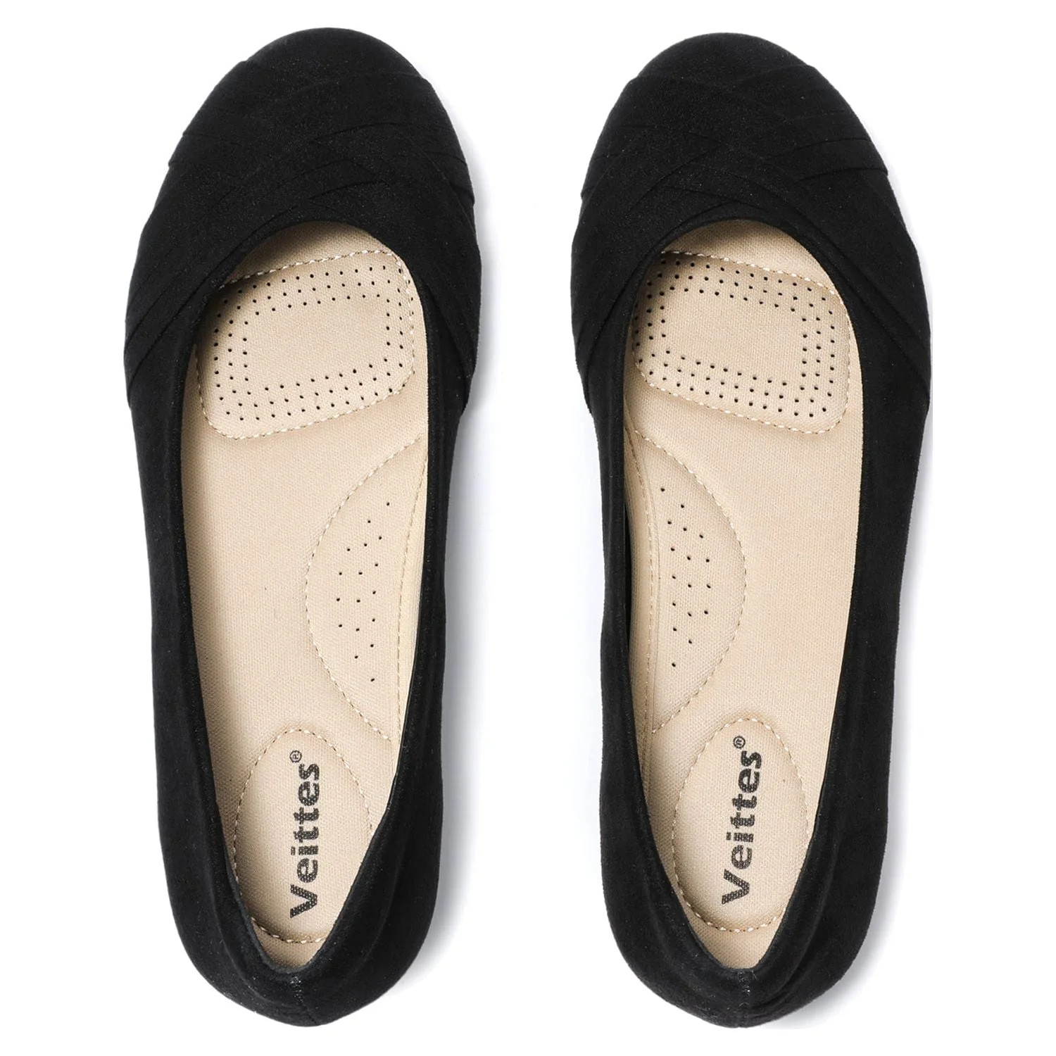 Ataiwee Women's Wide Width Flat Shoes, Classy Soft Round Toe Cross Line Design Ballet Flats.(2109... | Walmart (US)