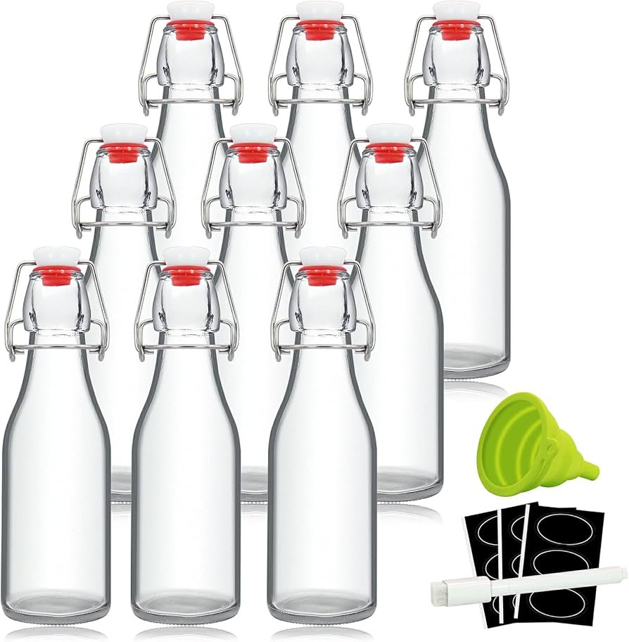 YEBODA 8oz Swing Top Bottles - Glass Beer Bottle with Airtight Rubber Seal Flip Caps for Home Bre... | Amazon (US)