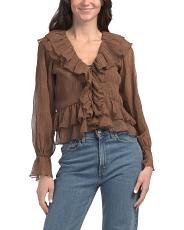 Woven Crinkle Chiffon Top | TJ Maxx
