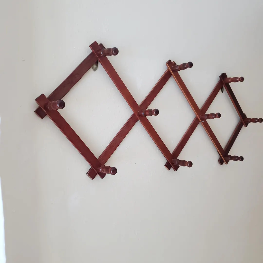 Vintage Expandable Peg Rack Wood Accordian Rack Entryway Organization | Etsy (US)