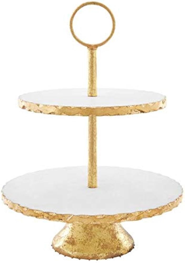 Mud Pie 42600586 Tiered Marble Server White, Gold, 16" x 12" dia | Amazon (US)