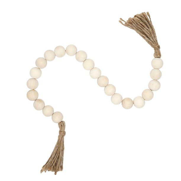 Birch Wood Beaded Garland Decor with Tassels, 27" - Walmart.com | Walmart (US)