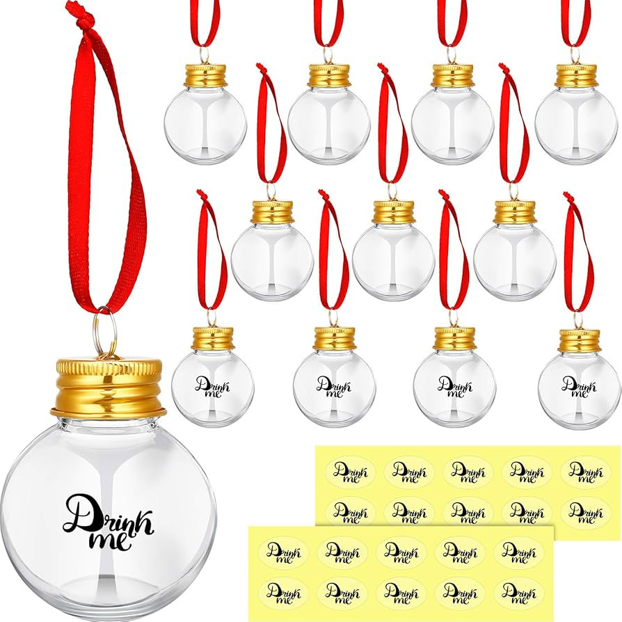 Christmas Drink Balls Christmas Fillable Drink Tree Ornaments Water Bottle Bulbs Shape Plastic Ch... | Amazon (US)
