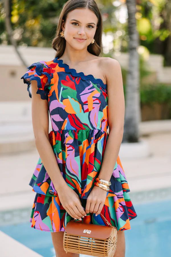 Living Loud Navy Blue Abstract Dress | The Mint Julep Boutique