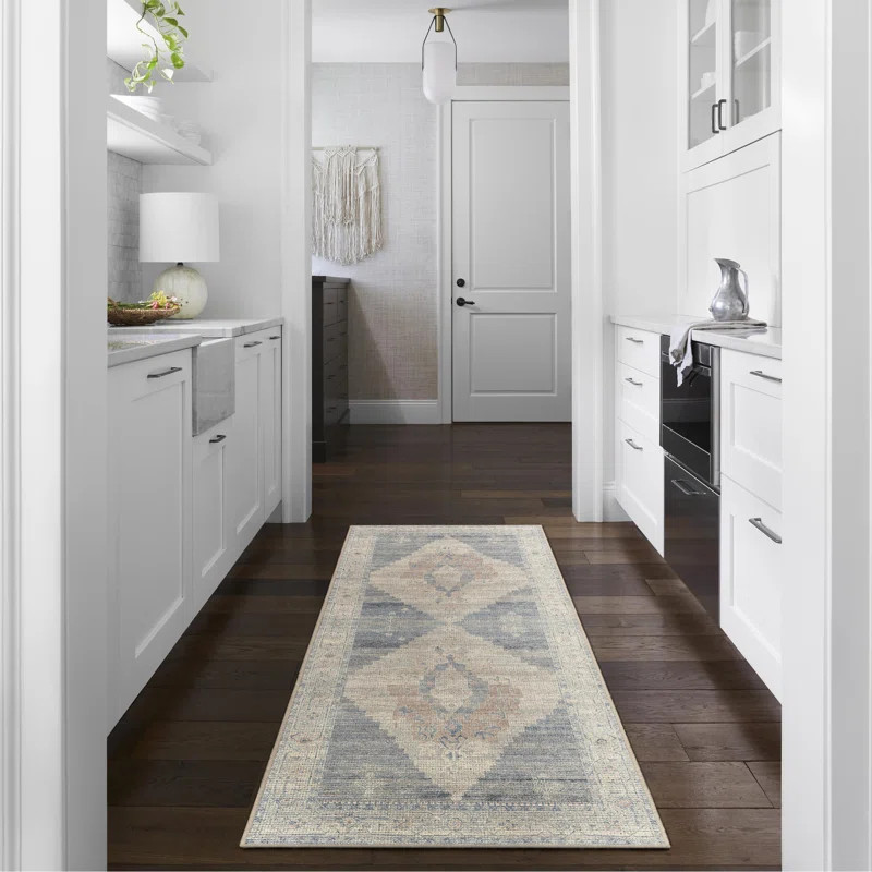 Becki Owens x Livabliss Vintage Traditional Oriental Boho Denim Navy Area Rug | Wayfair North America