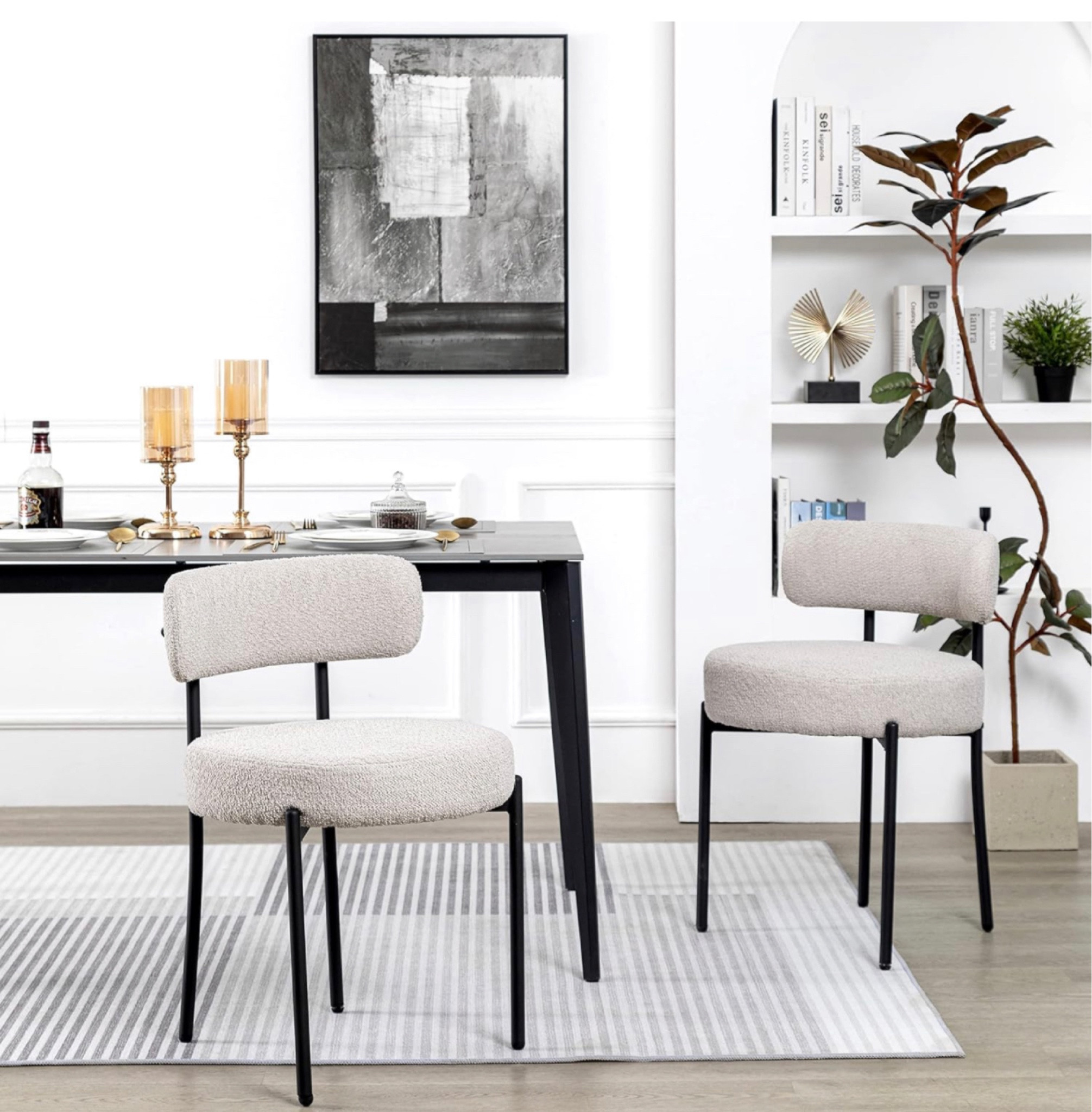 These chic dining chairs have durable fabric with a black metal base and blend into almost any type of decor. 

#LTKhome #LTKstyletip