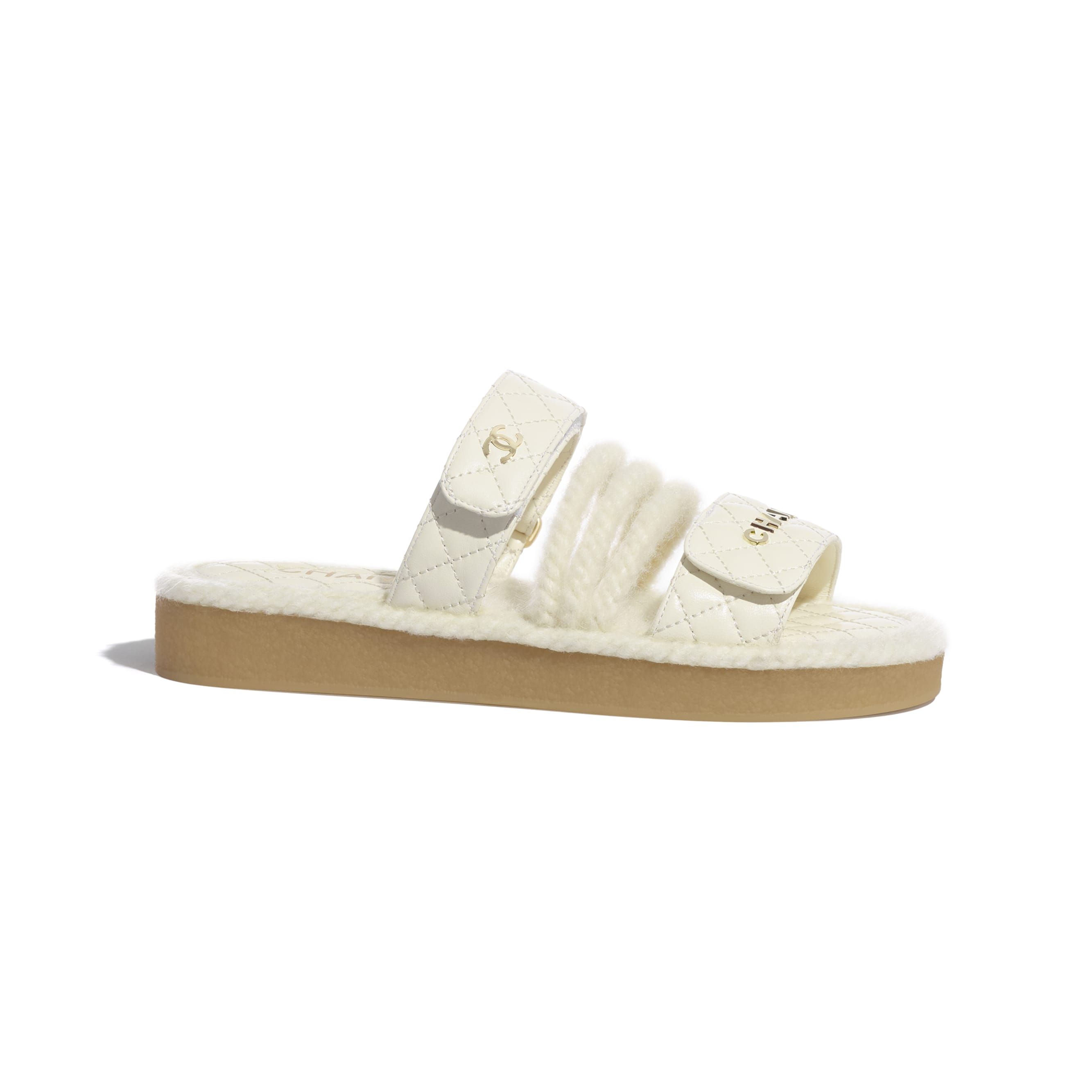 Cord & Lambskin Ivory Mules | CHANEL | Chanel, Inc. (US)