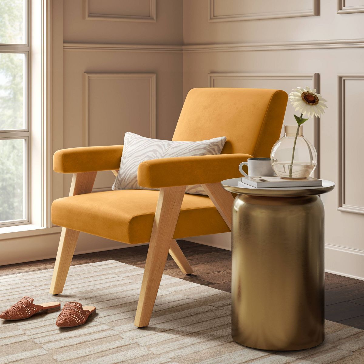 Upholstered Arm Accent Chair Light Brown - Threshold™ | Target