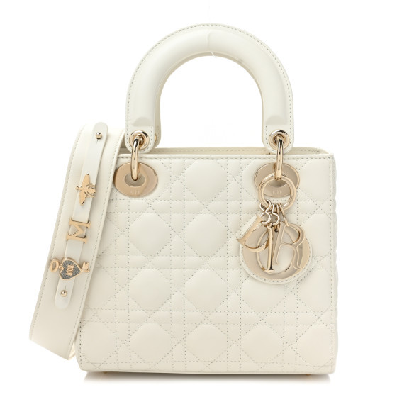 Lambskin Cannage Small My ABCDior Lady Dior White | FASHIONPHILE (US)