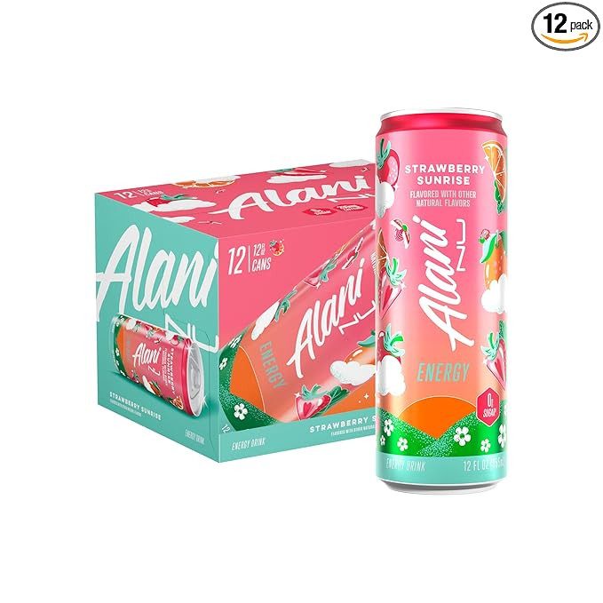 Alani Nu STRAWBERRY SUNRISE Sugar Free, Low Calorie Energy Drinks, 200mg Caffeine, Biotin B Vitam... | Amazon (US)