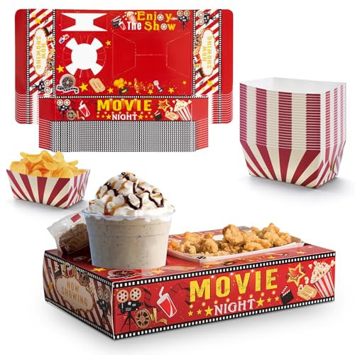 48Pcs Movie Night Paper Snack Trays Movie Night Party Favors Cinema Theme Party Birthday Party Supplies Vintage Movie Night Family Movie Popcorn&Drink&Candy Box | Amazon (US)