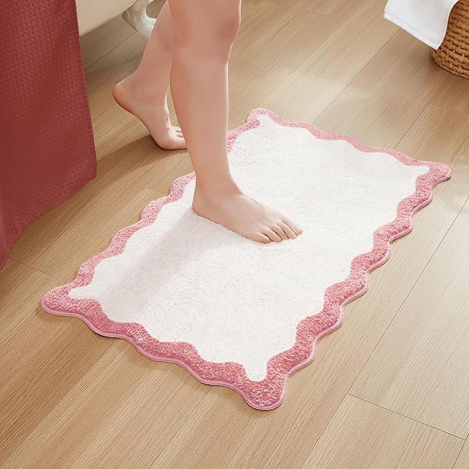 MONDAY MOOSE Bath Mat with Scalloped Wavy Ripple Design, Microfiber Absorbent Non Slip Tufted Rug... | Amazon (US)