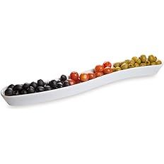 Swerve 10 Ounce Olive Plate, 1 Curved Olive Tray - Medium, Chip Resistant, White Porcelain Olive ... | Amazon (US)