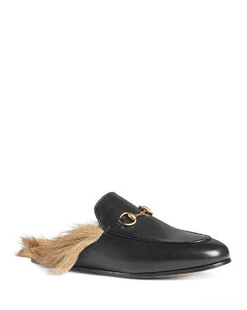 Gucci Princeton Horsebit Leather Fur Slippers | Bloomingdale's (US)