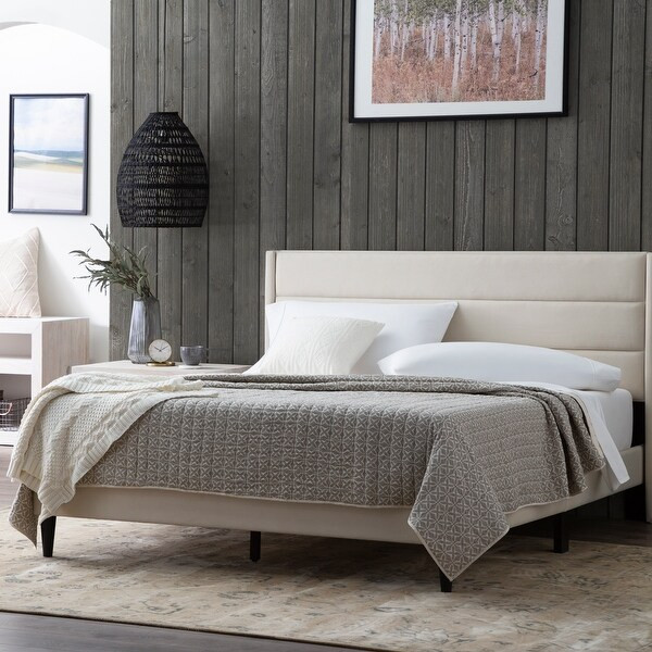 Brookside Sara Upholstered Bed with Horizontal Channels - Cream - King | Bed Bath & Beyond