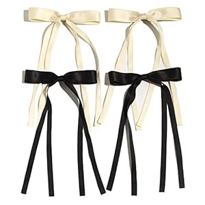 4pcs Hair Clips for Women Tassel Ribbon Bowknot With Long Tail, Clip Girl, Solid Accessories Barr... | Amazon (US)