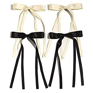 4pcs Hair Clips for Women Tassel Ribbon Bowknot With Long Tail, Clip Girl, Solid Accessories Barr... | Amazon (US)