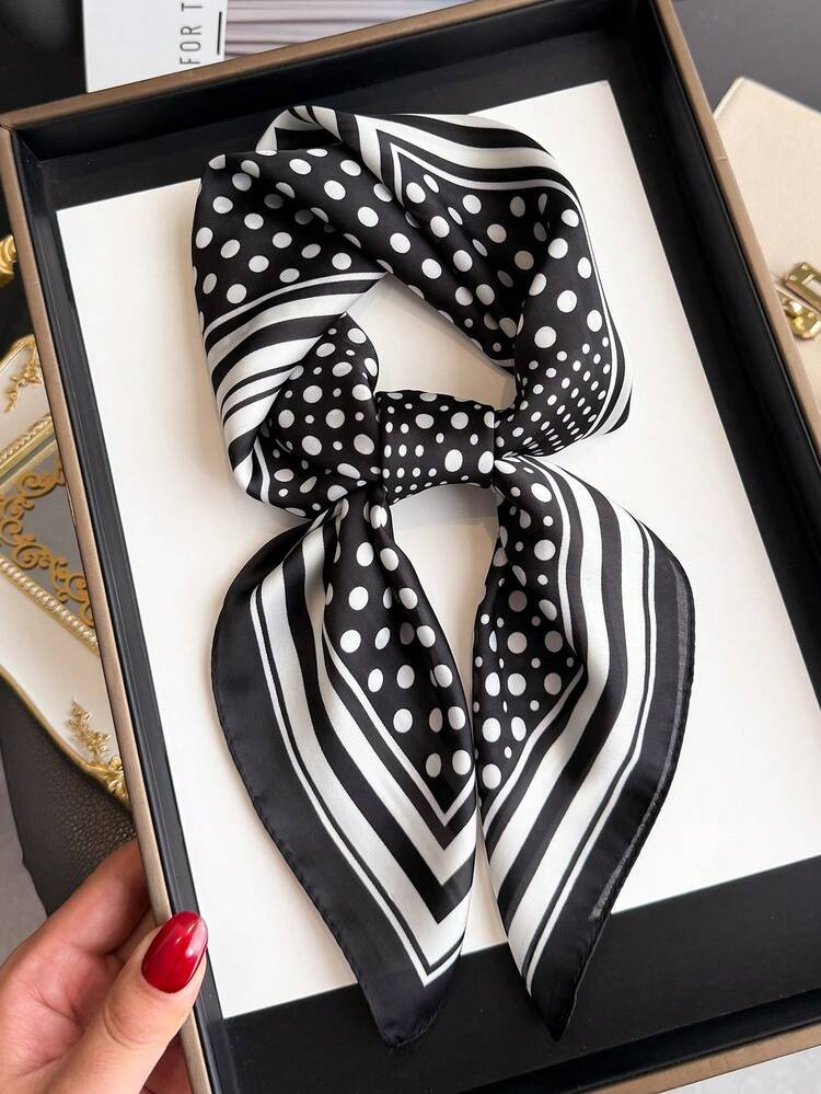 1pc Vintage And Fashionable Leopard Print Animal Print Satin Square Scarf Headband Bandana, Versatile Women's Silk Imitation Scarf Shawl For Tourism, Vacation, Leisure, And Leisure,Head Scarf, Daily Commuting Small Collar, Fashionable Handbag Decoration Bag Ribbon, Holiday Gift For Mothers And Elders | SHEIN