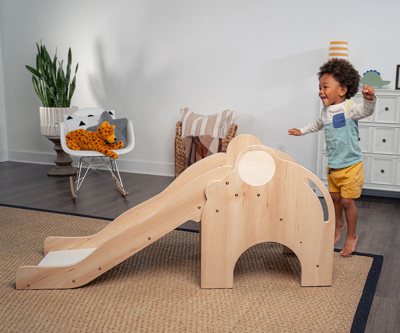 Nima Elephant Slide | Wooden Slide for Toddlers & Kids | Avenlur