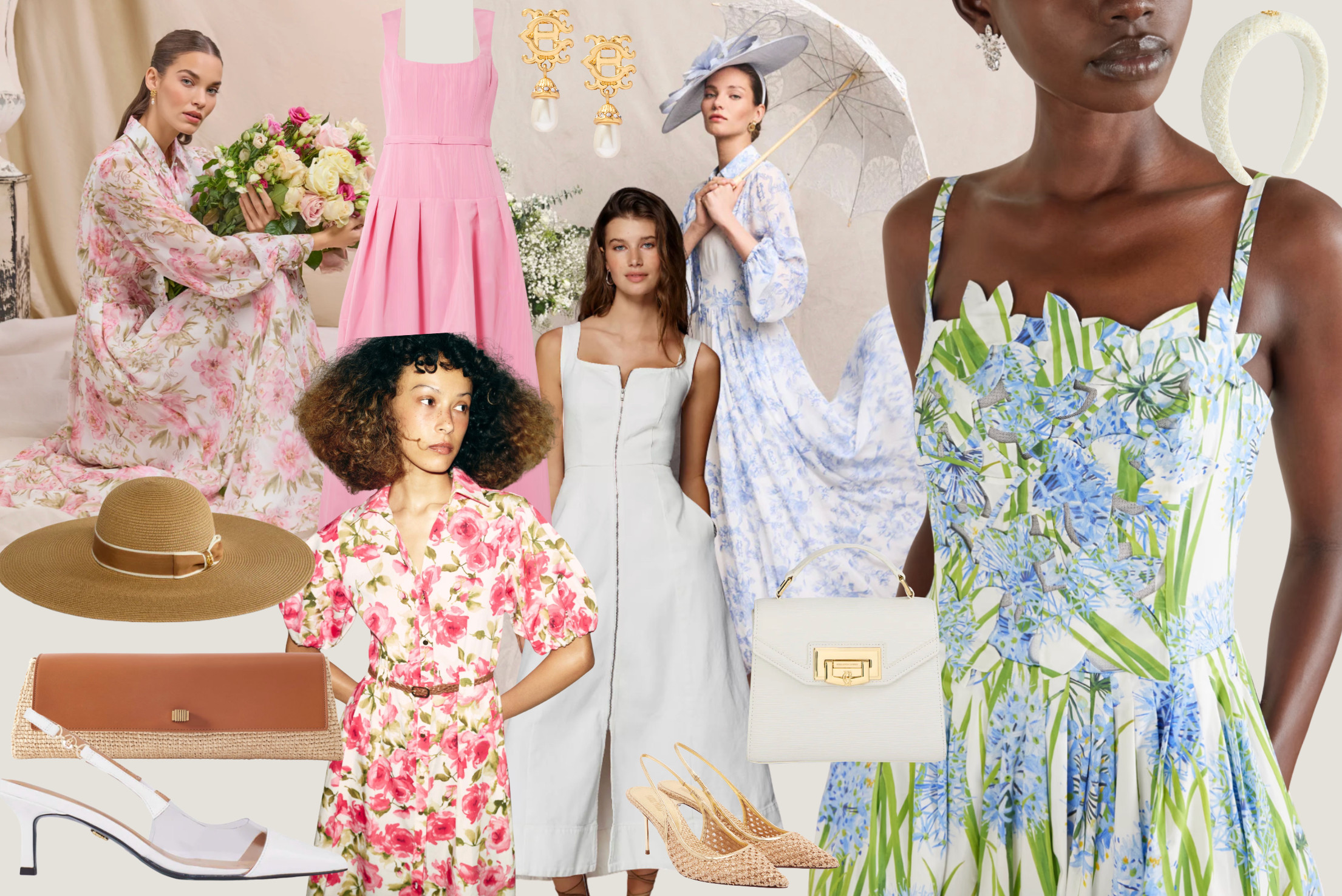 My wedding guest edit 🤍 Wedding guest dress ideas, floral dress, luxury dress, high street wedding guest dress. Raffia accessories, Holland Cooper, Zara dress, Aligne, Oscar De La Renta 

 #LTKspring #LTKwedding #LTKdresses